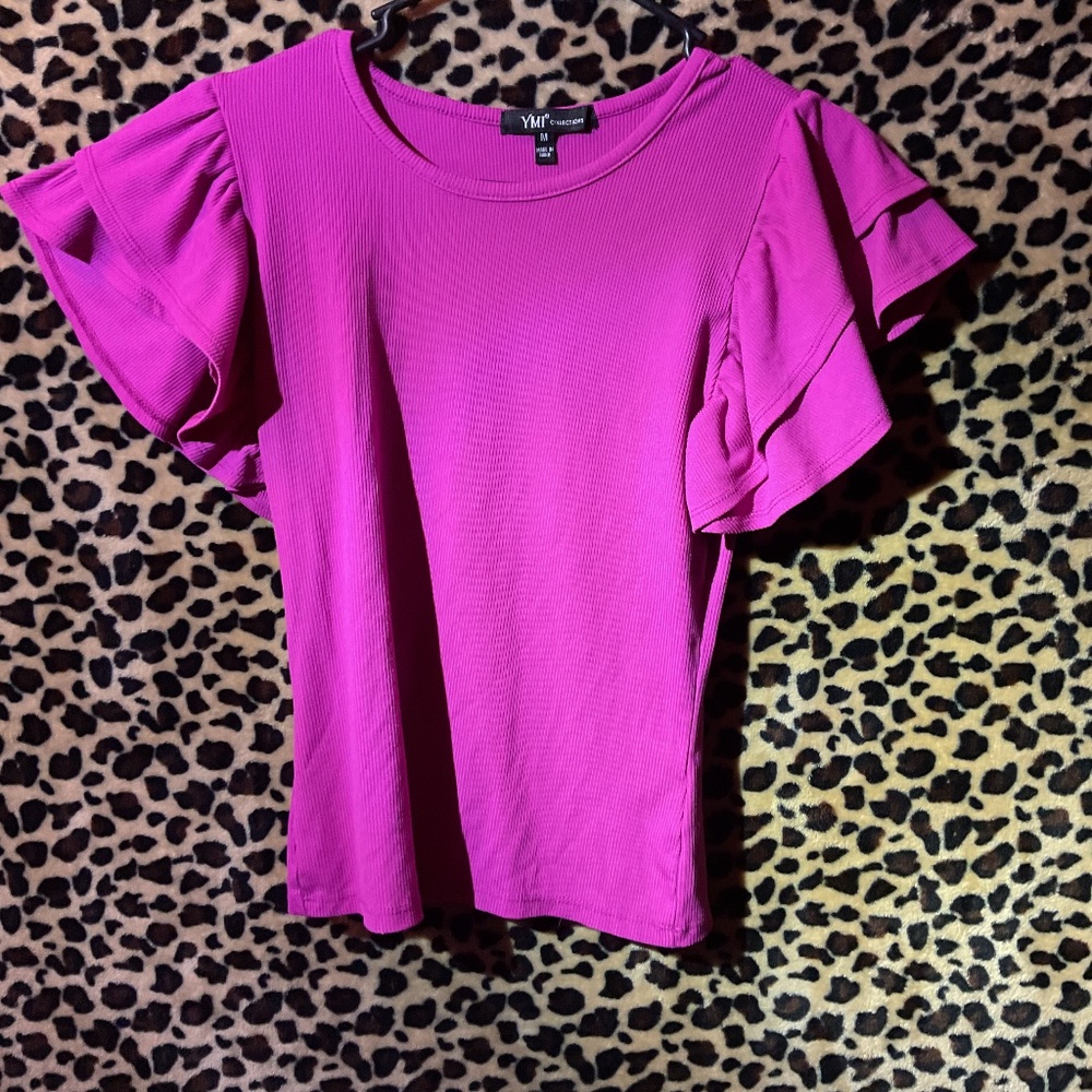 Pink flared sleeve top